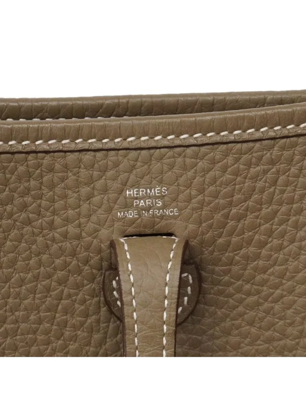 Hermes Shoulder Bag Evelyne TPM Taurillon Clemence Etoupe Silver